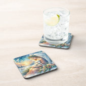 Christmas Angel with Lamb in Winter Peace Bier Onderzetter (Rechterzijde)