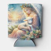 Christmas Angel with Lamb in Winter Peace Blikjeskoeler (Voorkant)