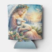 Christmas Angel with Lamb in Winter Peace Blikjeskoeler (Achterkant)