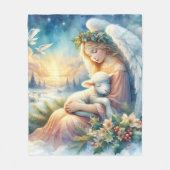 Christmas Angel with Lamb in Winter Peace Fleece Deken (Voorkant)