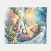 Christmas Angel with Lamb in Winter Peace Fleece Deken (Voorkant (Horizontaal))