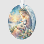 Christmas Angel with Lamb in Winter Peace Ornament (voorkant)