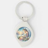 Christmas Angel with Lamb in Winter Peace Sleutelhanger (Voorkant)