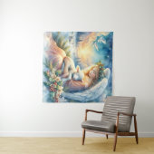 Christmas Angel with Lamb in Winter Peace Wandkleed (In Situ (horizontaal))