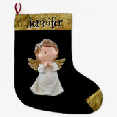 Christmas Angel With Name, Gold  Grote Kerstsok (Voorkant)