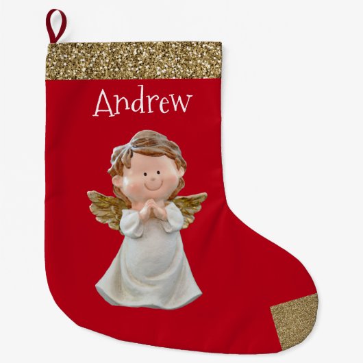 Christmas Angel With Name  Grote Kerstsok (Voorkant)