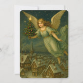 Christmas Angel With Tree Retro Victorian Era Feestdagenkaart (Voorkant)