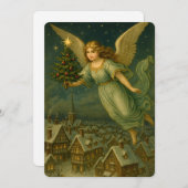 Christmas Angel With Tree Retro Victorian Era Feestdagenkaart (Voorkant / Achterkant)