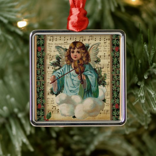 Christmas Angel with Violin Metalen Ornament (Boom)