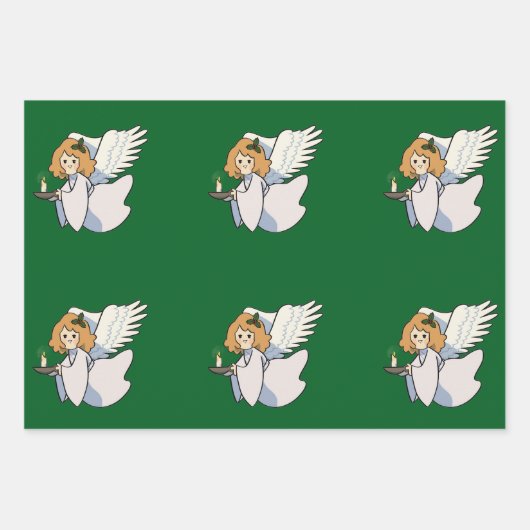 Christmas Angel Wrapping Paper Flat Sheet Set of 3 (Voorkant 2)