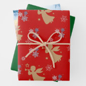 Christmas Angel Wrapping Paper Flat Sheet Set of 3 (In situ)