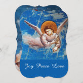 CHRISTMAS ANGELS IN BLUE SKY, HOLIDAY PARTIJ KAART (Voorkant / Achterkant)