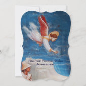 CHRISTMAS ANGELS IN BLUE SKY, HOLIDAY PARTIJ KAART (Achterkant)