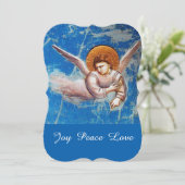 CHRISTMAS ANGELS IN BLUE SKY, HOLIDAY PARTIJ KAART (Staand voorkant)