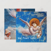 CHRISTMAS ANGELS IN BLUE SKY, HOLIDAY PARTIJ KAART (Voorkant / Achterkant)