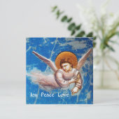 CHRISTMAS ANGELS IN BLUE SKY, HOLIDAY PARTIJ KAART (Staand voorkant)