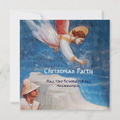 CHRISTMAS ANGELS IN BLUE SKY, HOLIDAY PARTIJ KAART (Achterkant)