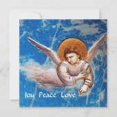 CHRISTMAS ANGELS IN BLUE SKY, HOLIDAY PARTIJ KAART (Voorkant)