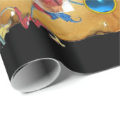 CHRISTMAS ANGELS PARCHMENT, RED BLUE FLOWERS, PARE CADEAUPAPIER (Rol Hoek)