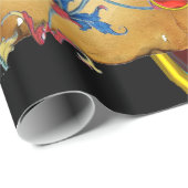 CHRISTMAS ANGELS, RED BLUE PARELTJES, FLORAL PARCH CADEAUPAPIER (Rol Hoek)