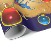 CHRISTMAS ANGELS, RED BLUE PARELTJES, FLORAL PARCH CADEAUPAPIER (Rol Hoek)