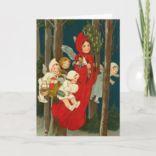 Christmas Angels Vintage Christmas Kaart (Voorkant)