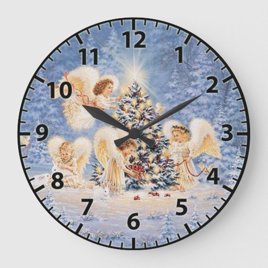 Christmas Angels Wall Clock Grote Klok (Voorkant)