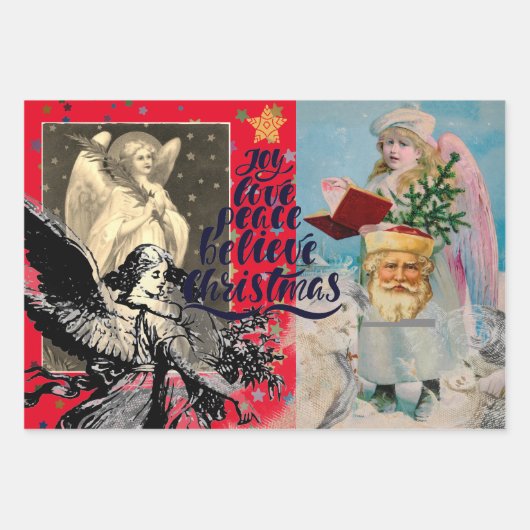 CHRISTMAS ANGELS Wrapping Paper Sheet Set van 3 (Voorkant 3)