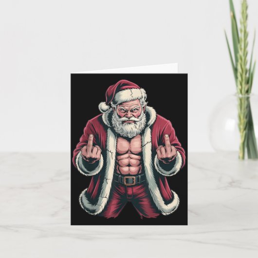 Christmas Angry Santa Middle Finger Sarcastic Xmas Kaart (Voorkant)