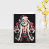 Christmas Angry Santa Middle Finger Sarcastic Xmas Kaart (Gele Bloem)
