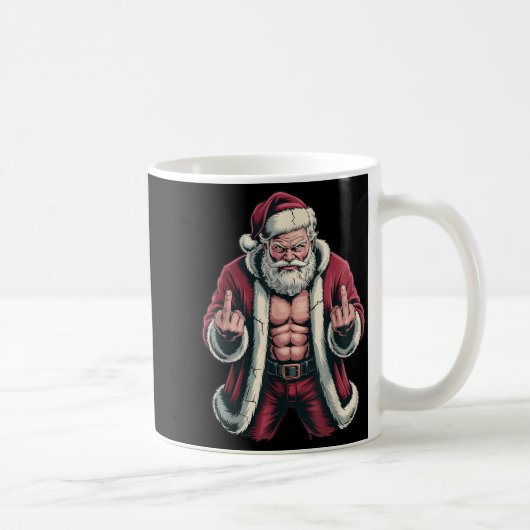 Christmas Angry Santa Middle Finger Sarcastic Xmas Koffiemok (Rechts)