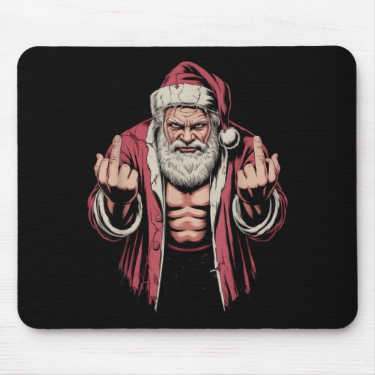 Christmas Angry Santa Middle Finger Sarcastic Xmas Muismat (Voorkant)