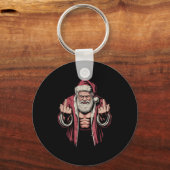 Christmas Angry Santa Middle Finger Sarcastic Xmas Sleutelhanger (Voorkant)