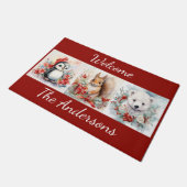 Christmas Animals Penguin Polar Beer Naam toevoege Deurmat (Schuin)