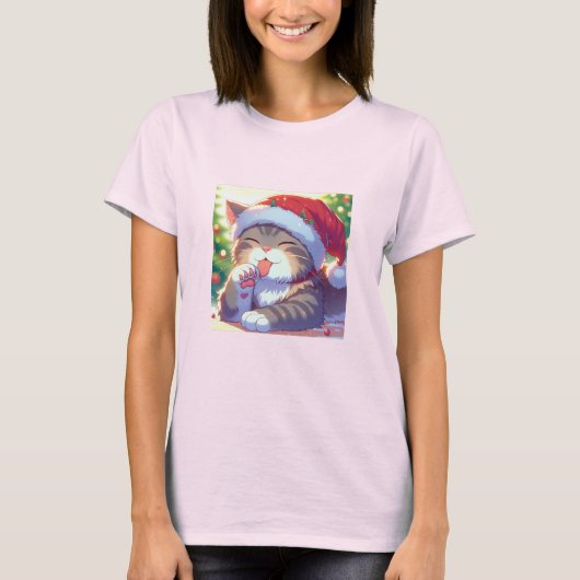 Christmas anime kitty T-Shirt (Voorkant)