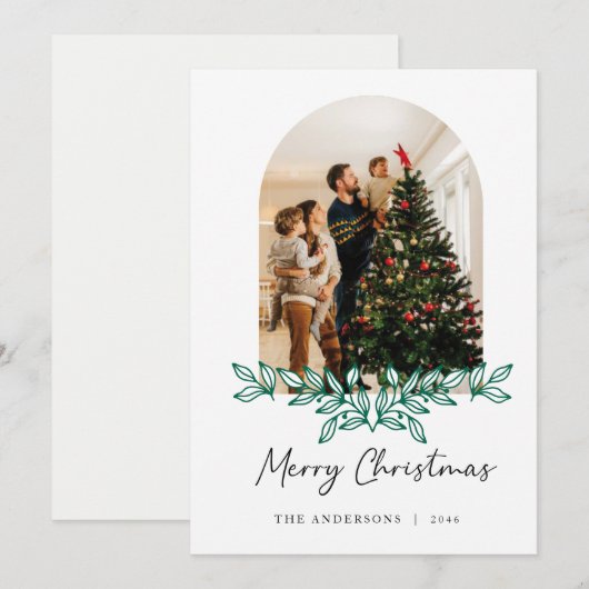 Christmas Arch Lijst Familie Fotokaarten Feestdagenkaart (Voorkant / Achterkant)
