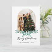 Christmas Arch Lijst Familie Fotokaarten Feestdagenkaart (Staand voorkant)