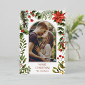 Christmas Arch Waterverf Botanische bessen Folie Feestdagenkaart (Staand Voorkant)