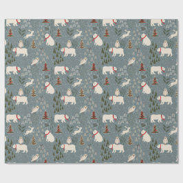 Christmas arctic animals polar bear on blue grey cadeaupapier