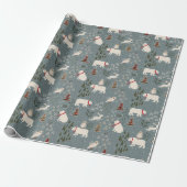 Christmas arctic animals polar bear on blue grey cadeaupapier (Uitgerold)