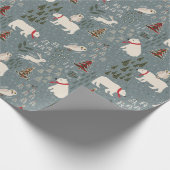 Christmas arctic animals polar bear on blue grey cadeaupapier (Hoek)
