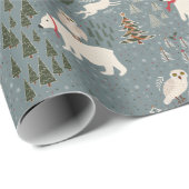 Christmas arctic animals polar bear on blue grey cadeaupapier (Rol Hoek)