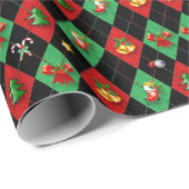 Christmas Argyle Diamond Pattern Cadeaupapier (Rol Hoek)
