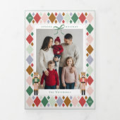 Christmas Argyle Notenkraker Ballet Familiefoto Drieluik Wenskaart (Cover)