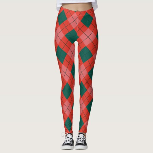 Christmas Argyle Plaid Leggings for Women (Voorkant)