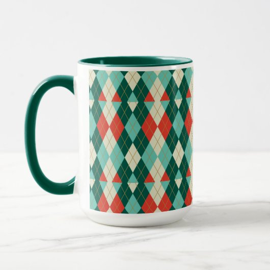 Christmas Argyle - Retro Style Mok (Links)