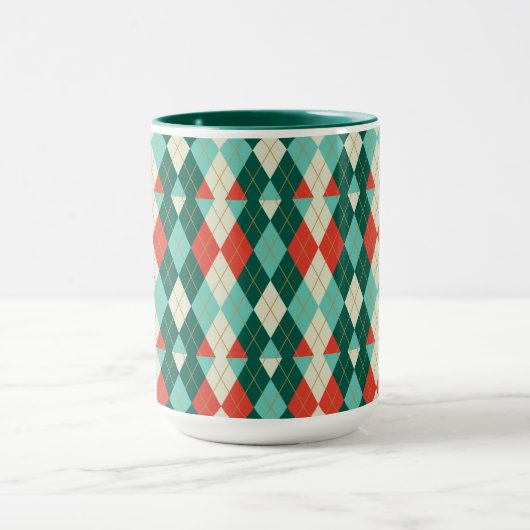 Christmas Argyle - Retro Style Mok (Midden)