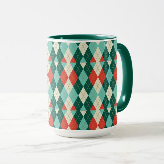 Christmas Argyle - Retro Style Mok (Voorkant rechts)