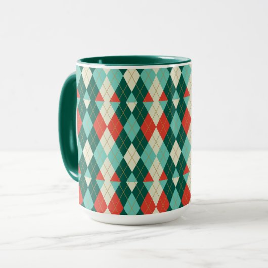 Christmas Argyle - Retro Style Mok (Voorkant links)