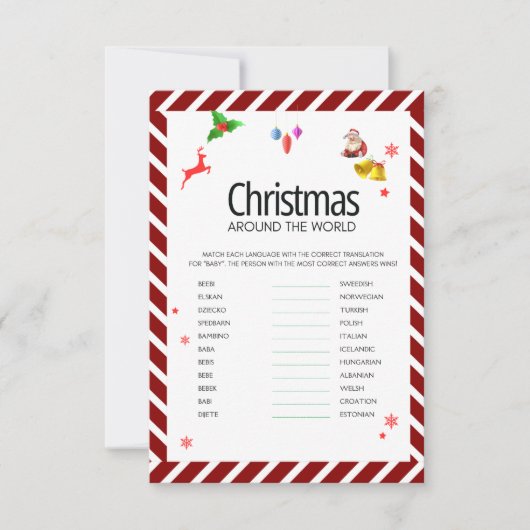 Christmas Around the World Guessing Game card Kaart (Voorkant)